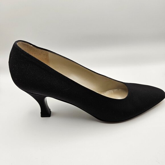 Bruno Magli Black Satin Mid-Heel Pumps – Size 9 AA – Made in Italy - Picture 8 of 10